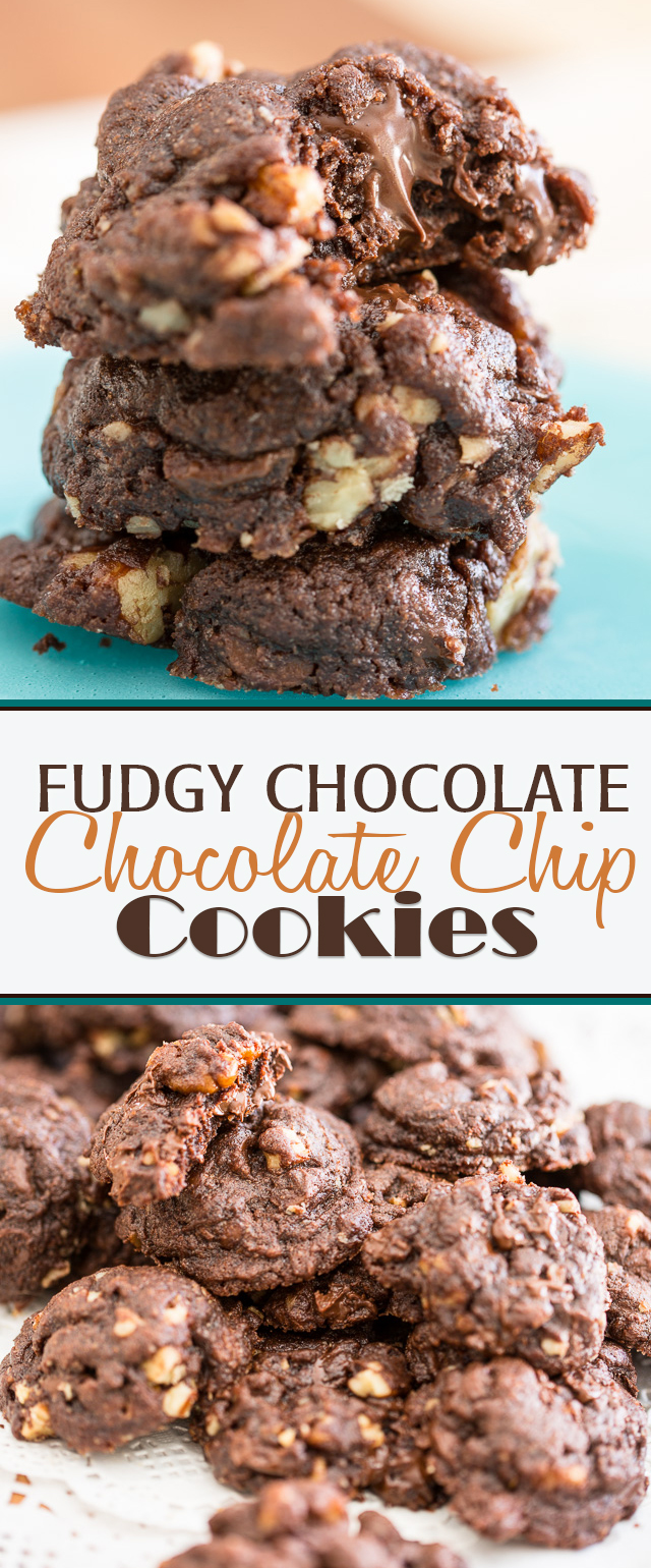 Fudgy Double Chocolate Chip Cookies | eviltwin.kitchen