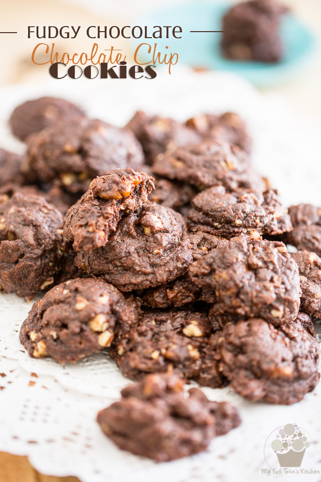 Fudgy Double Chocolate Chip Cookies | eviltwin.kitchen