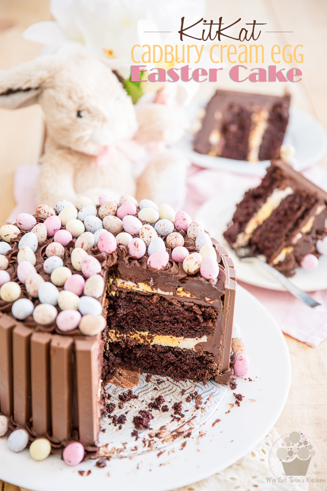 Páscoa Bolo de KitKat com Cadbury Creme de Ovos de Enchimento | eviltwin.cozinha