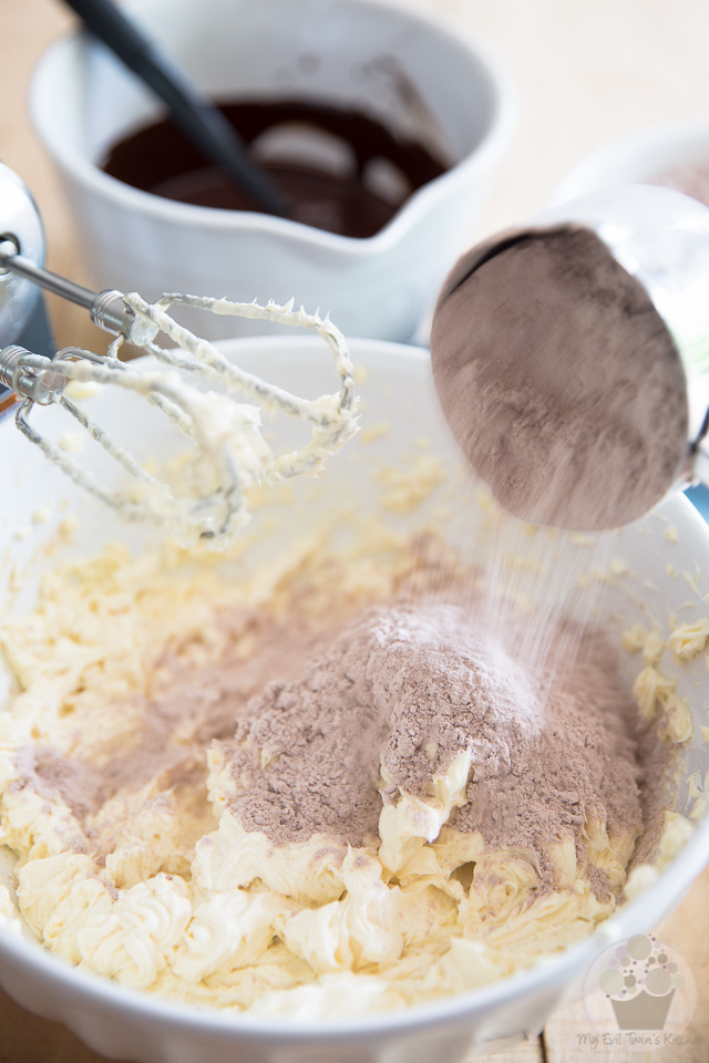 Add the cocoa powder and powdered sugar - part of step by step instructions to make the most delicious Chocolate Fudge Frosting