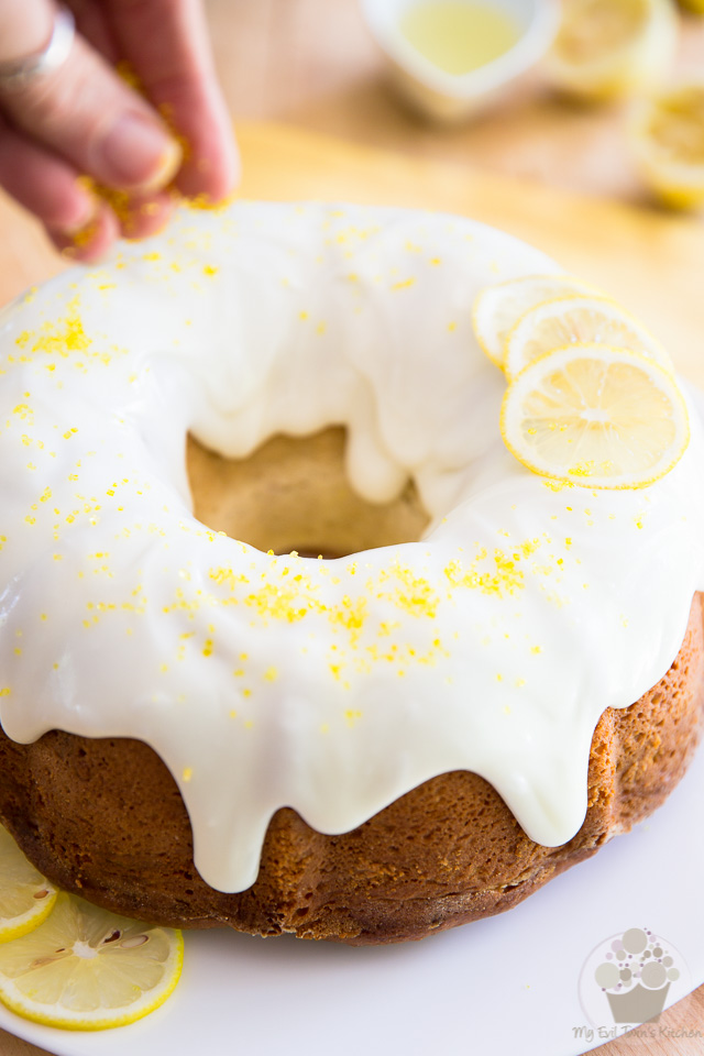 Icing the cake - Lemon Cream Cheese Bundt Cake step-by-step instructions