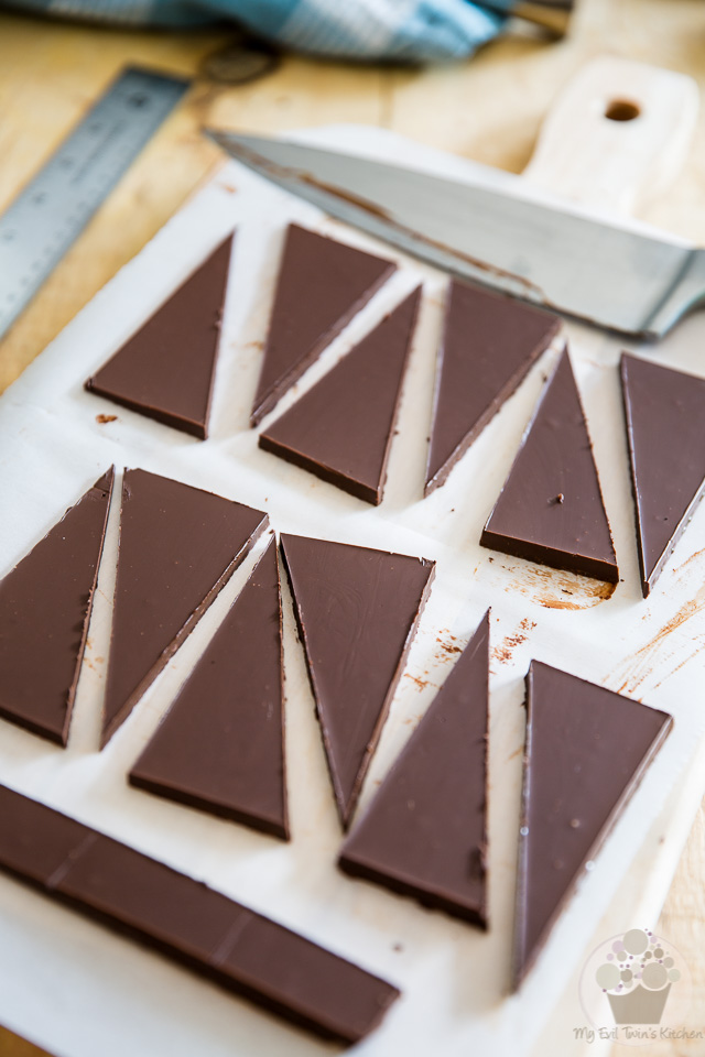 Making the chocolate blades - part of My Evil Twin's Kitchen's Wicked Windmill Chocolate Cake step-by-step instructions