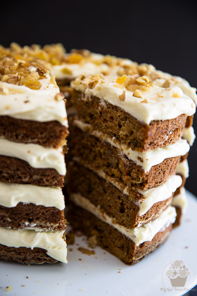 This naked carrot cake is exquisitely sweet and spiced, perfectly moist and tender, with an impeccable tangy cream cheese frosting that's totally insane and dangerously yummy. 