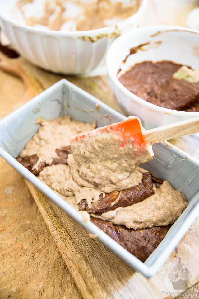 Marbled Chocolate Banana Bread with Chocolate Cream Cheese Frosting by My Evil Twin's Kitchen | step-by-step instruction on eviltwin.kitchen