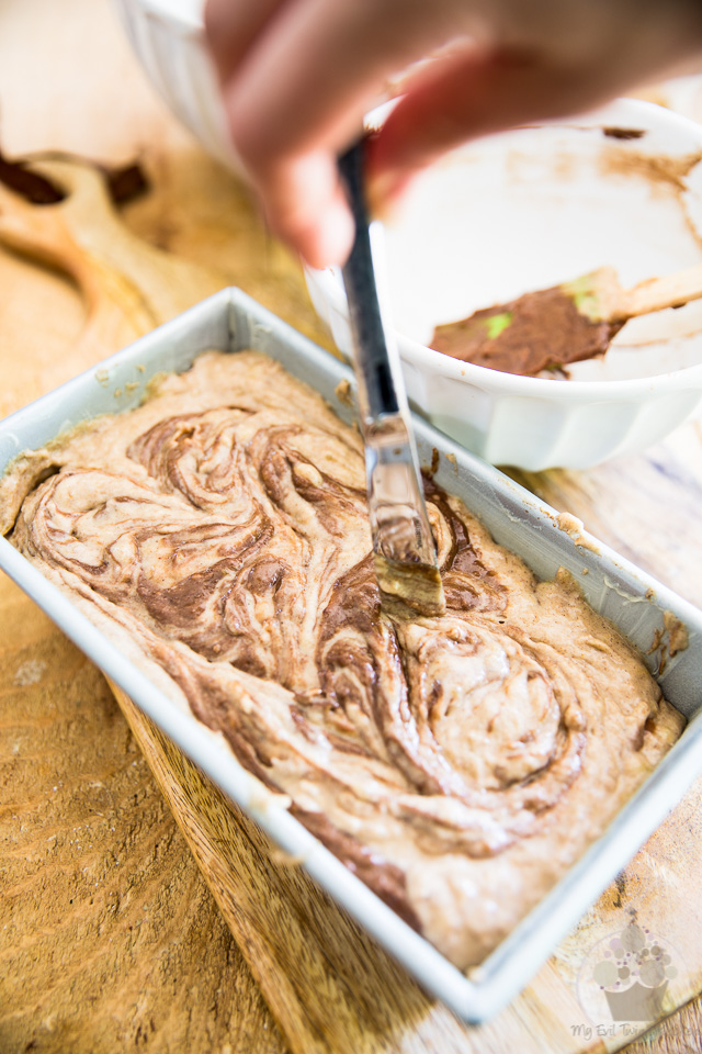 Marbled Chocolate Banana Bread with Chocolate Cream Cheese Frosting by My Evil Twin's Kitchen | step-by-step instruction on eviltwin.kitchen