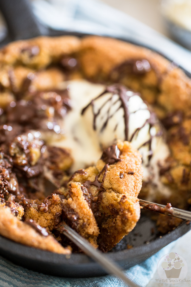 Soft, crispy, ooey, gooey and deliciously sweet, this adorable little Chocolate Chip Skillet Cookie is just the perfect size to be shared with your favorite someone... or not! 