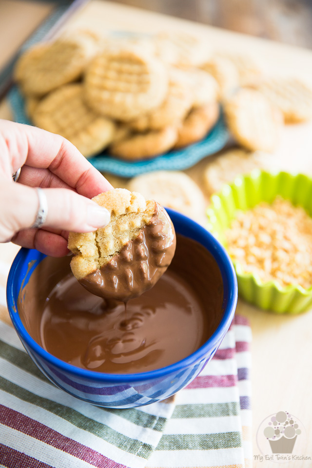 Chocolate Dipped Peanut Butter Cookies by My Evil Twin's Kitchen | Step-by-step instructions on eviltwin.kitchen