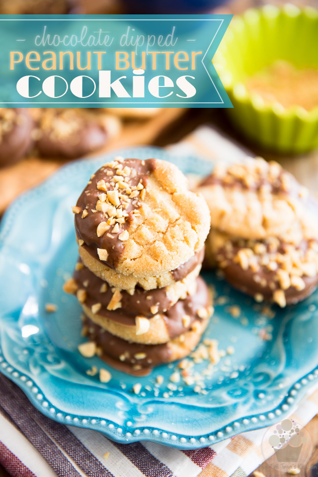 Dangerously chewy and peanut-buttery, these Chocolate Dipped Peanut Butter Cookies are what serious peanut butter lovers' dreams are made of! 