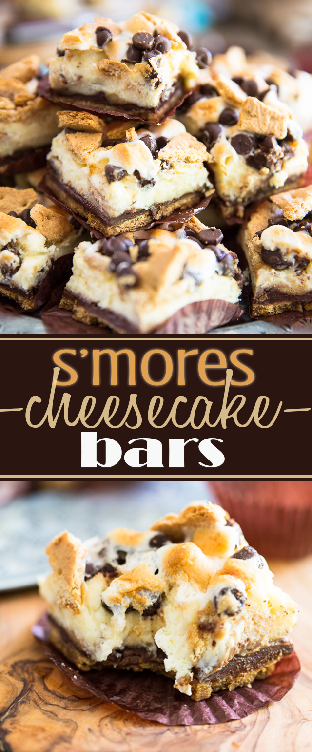 S'mores Cheesecake Bars, it's all the deliciousness of a classic Smores and the dreaminess of a creamy cheesecake rolled into one truly decadent treat! 