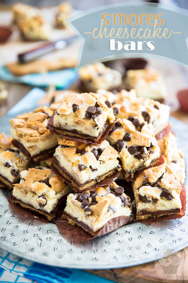 S'mores Cheesecake Bars, it's all the deliciousness of a classic Smores and the dreaminess of a creamy cheesecake rolled into one truly decadent treat! 
