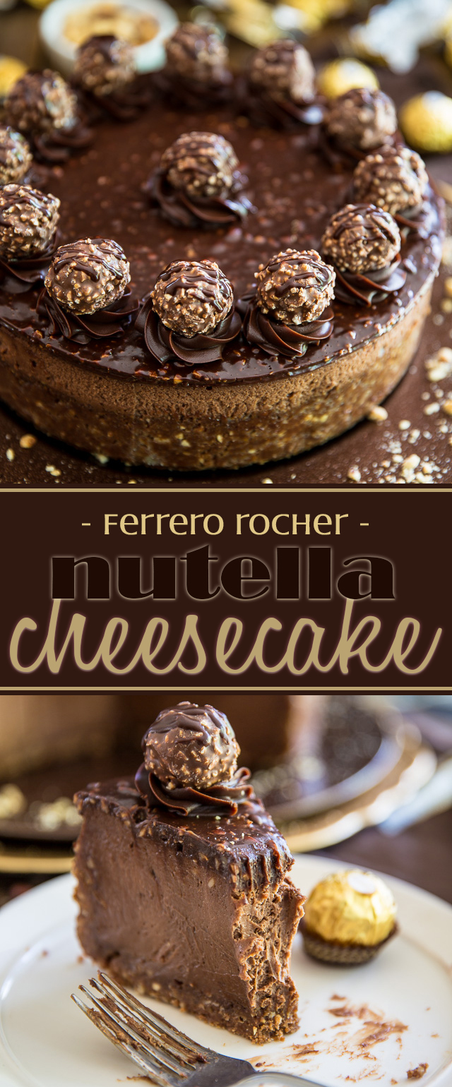 Devilishly rich, creamy, smooth and velvety... just one bite of this Ferrero Rocher Nutella Cheesecake will send you straight to seventh heaven! 