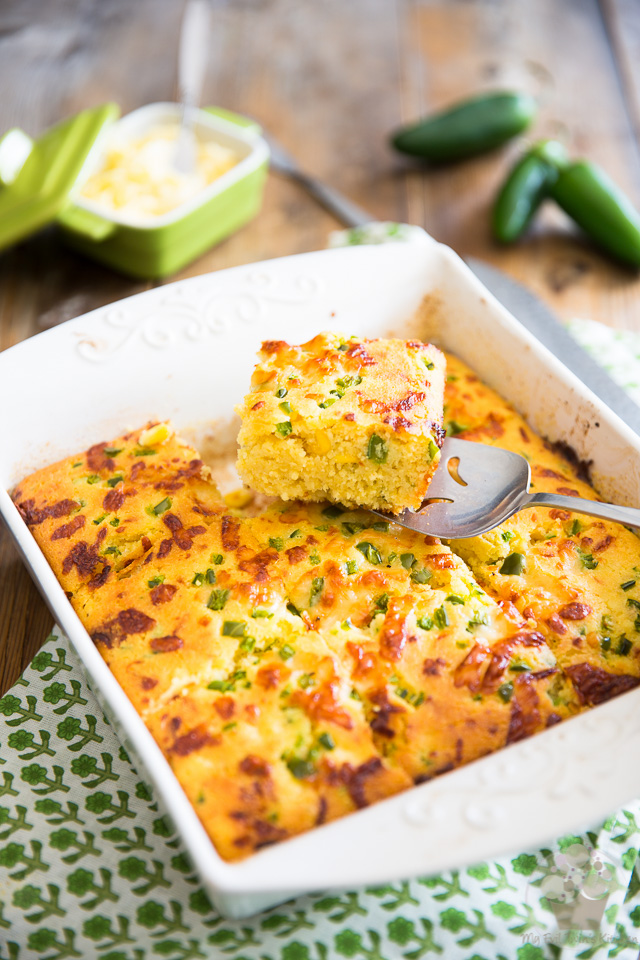 Moist, tender, slightly sweet, deliciously salty and perfectly cheezy - quite simply the best Jalapeño Cheddar Cornbread you'll ever have! 