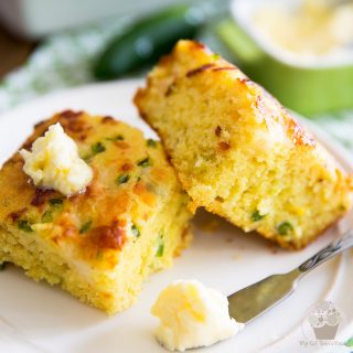 Moist, tender, slightly sweet, deliciously salty and perfectly cheezy - quite simply the best Jalapeño Cheddar Cornbread you'll ever have!
