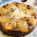 This Upside Down Pear Cake is the perfect fall cake! It's sticky and sweet, but refreshing still, with an honest touch of molasses, cinnamon and spice and everything nice!