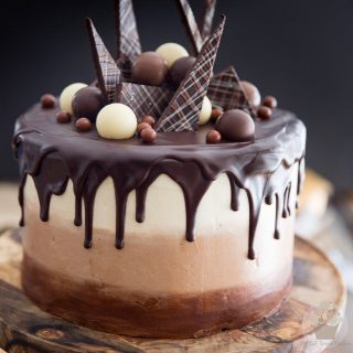 Triple Chocolate Ombre Cake by My Evil Twin's Kitchen | Recipe and step-by-step instructions on eviltwin.kitchen