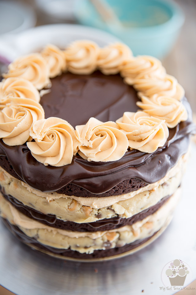 Brownie and Butterscotch Cookie Dough Layer Cake by My Evil Twin's Kitchen | Recipe and step-by-step instructions on eviltwin.kitchen