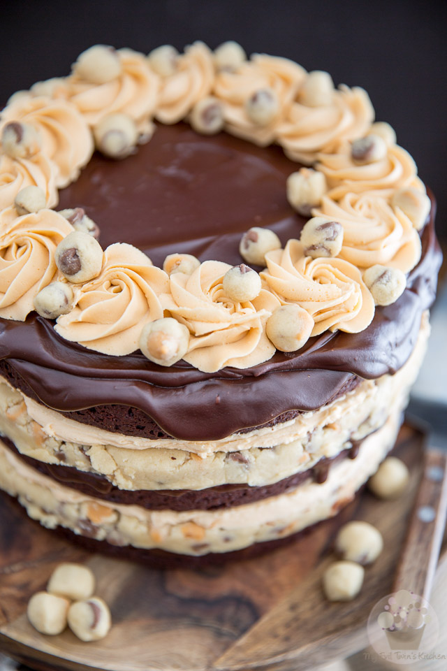 Brownie and Butterscotch Cookie Dough Layer Cake by My Evil Twin's Kitchen | Recipe and step-by-step instructions on eviltwin.kitchen