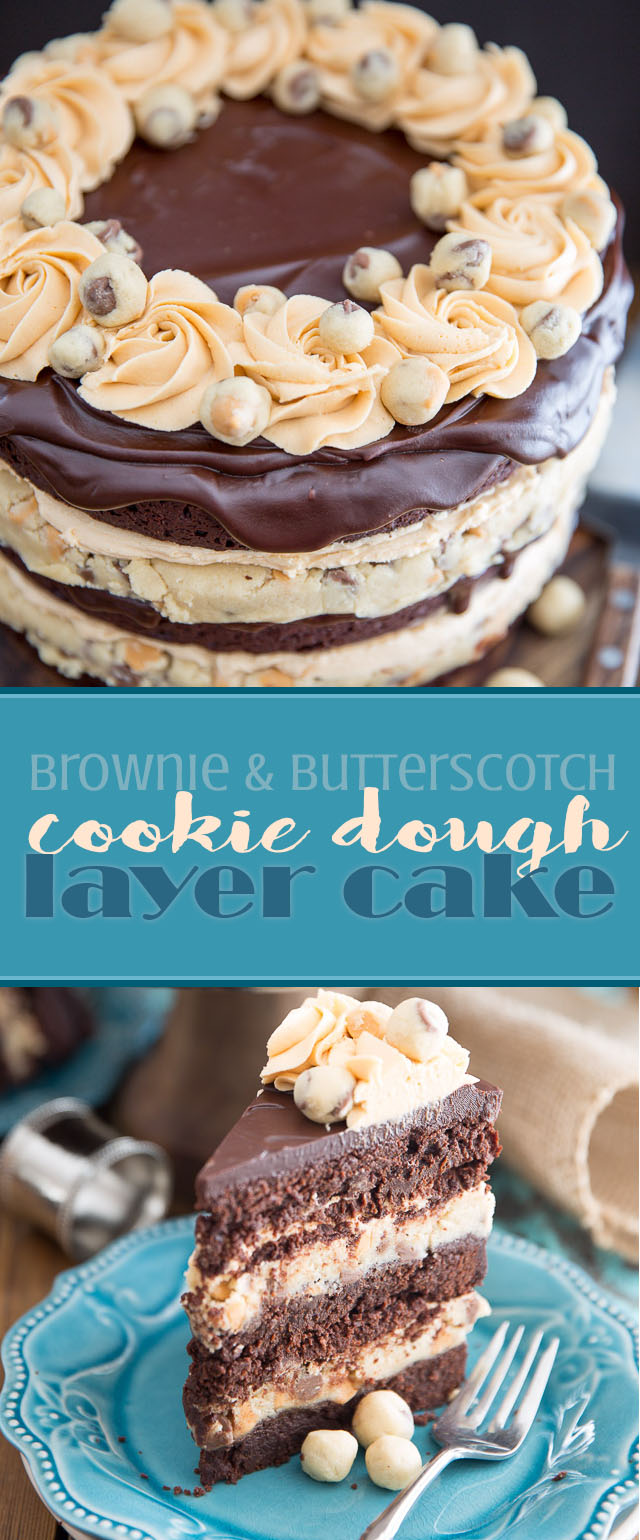 Brownie and Butterscotch Cookie Dough Layer Cake by My Evil Twin's Kitchen | Recipe and step-by-step instructions on eviltwin.kitchen