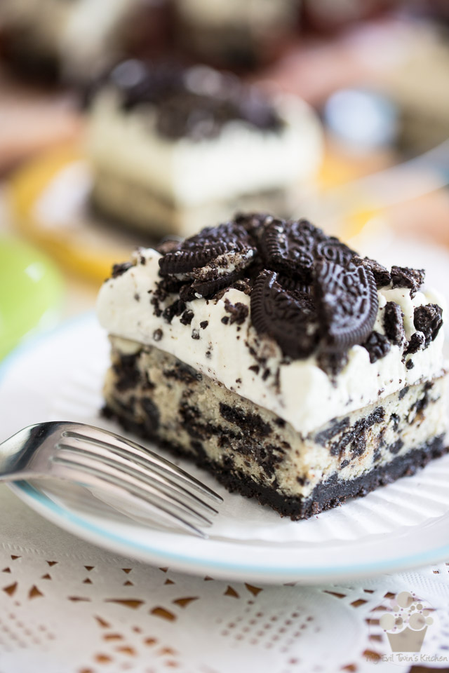 Not only are these Cookies and Cream Cheesecake Bars delicious to eat but they're so light and silky they feel like you're biting straight into a cloud