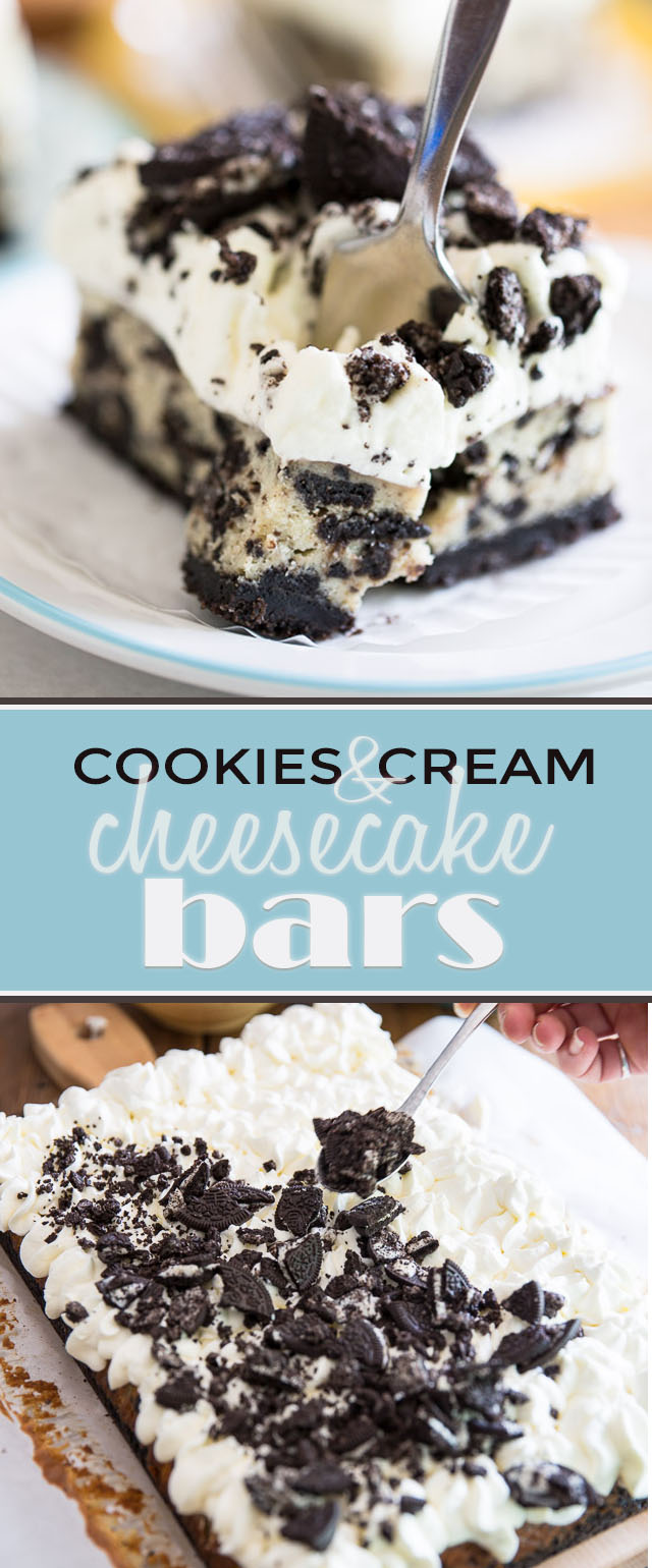 Not only are these Cookies and Cream Cheesecake Bars delicious to eat but they're so light and silky they feel like you're biting straight into a cloud